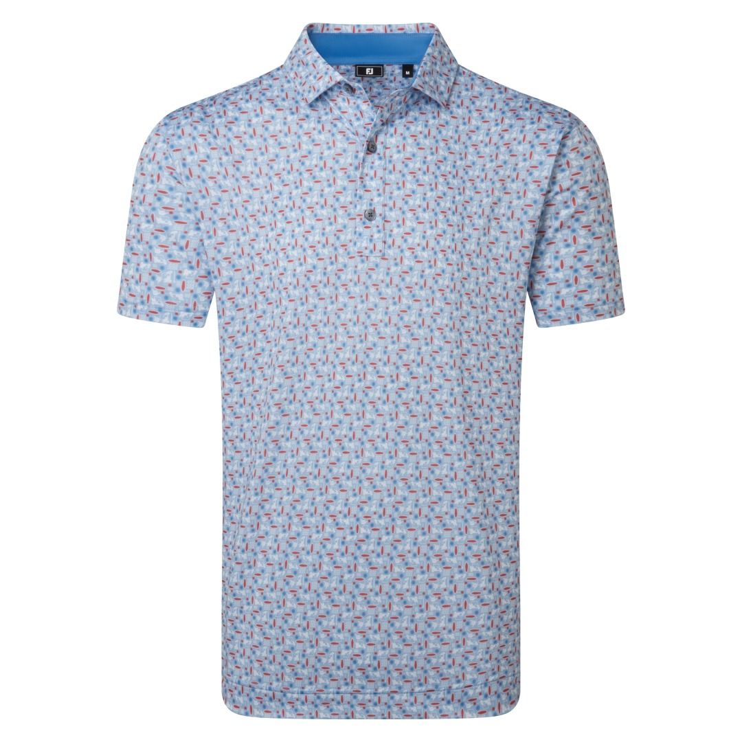 FootJoy Surfs Up Print Lisle - White/Chambray/Nantucket Red/Coastal Blue