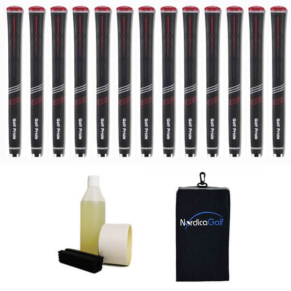Golf Pride CP2 Pro Jumbo Black Grip kit - 13 grips, clamp, solvent, tape, towel