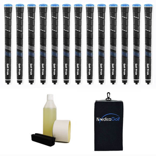 Golf Pride CP2 Wrap Black Grip kit - 13 grips, clamp, solvent, tape, towel