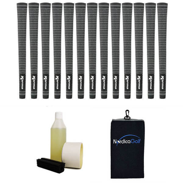 Karma Black/White Velvet Midsize Grip kit - 13 grips, clamp, solvent, tape, towel