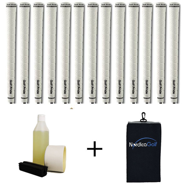 Golf Pride Tour Wrap 2G Midsize White Grip kit - 13 grips, clamp, solvent, tape, towel