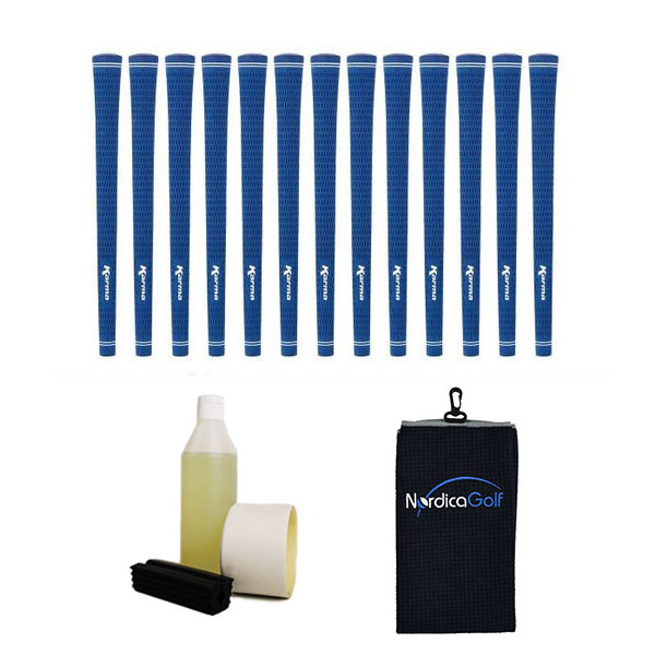 Karma Blue Velvet Ladies Undersize 0.560" Grip kit - 13 grips, clamp, solvent, tape, towel