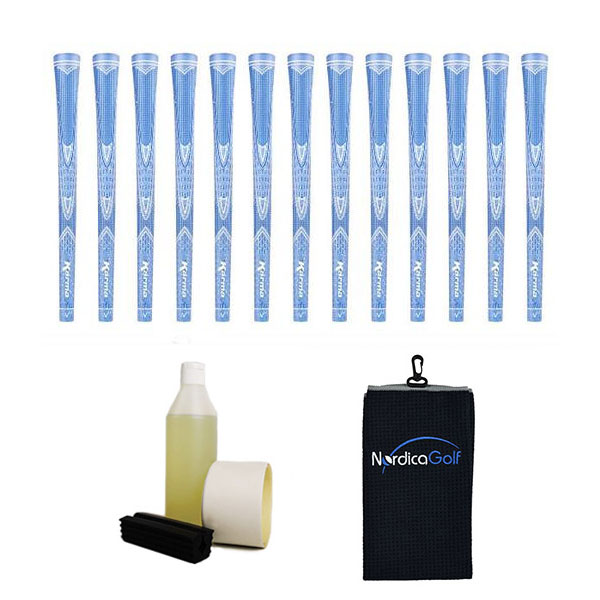Karma Sparkle Undersize Light Blue 0.560" Grip kit - 13 grips, clamp, solvent, tape, towel