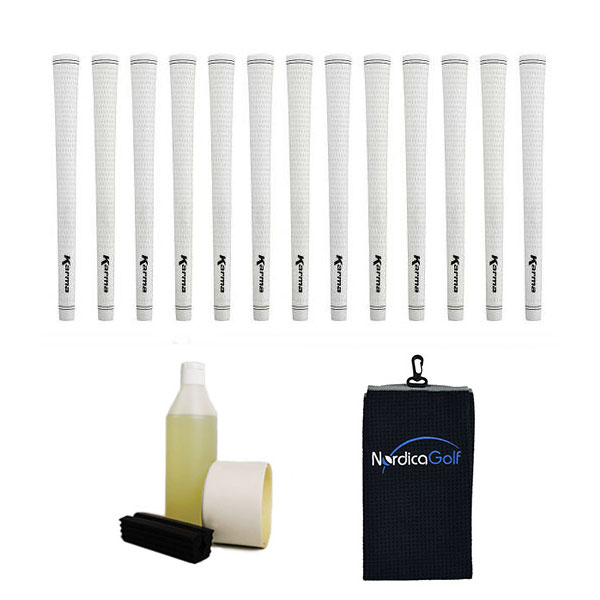 Karma White Velvet Midsize Grip kit - 13 grips, clamp, solvent, tape, towel