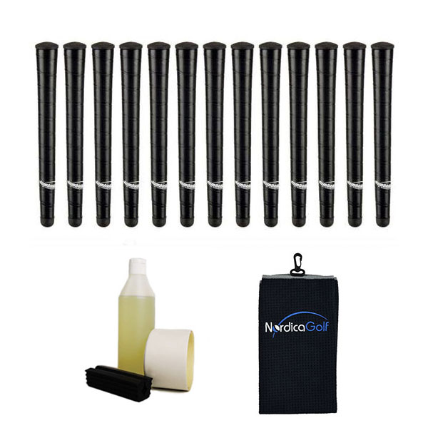 Jumbomax Junior Wrap Jumbo Black Grip kit - 13 grips, clamp, solvent, tape, towel