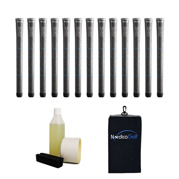 Winn DriTac Undersize Grey 0.590" Grip kit - 13 grips, clamp, solvent, tape, towel