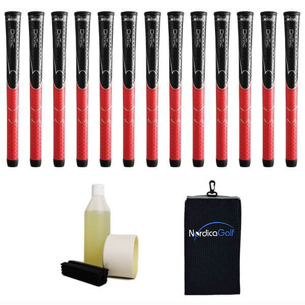 Winn DriTac Black/Red Grip kit - 13 grips, clamp, solvent, tape, towel