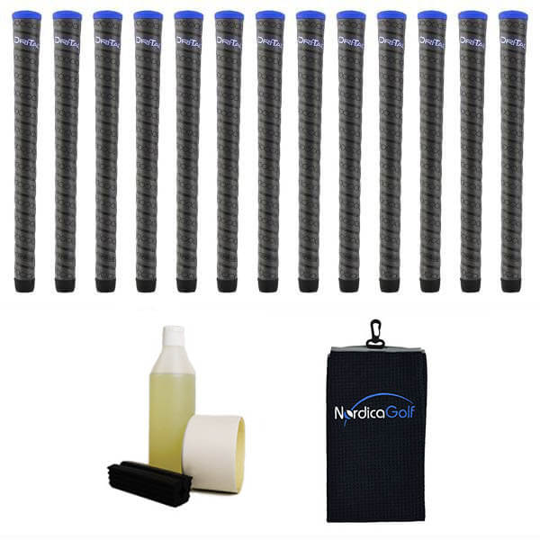 Winn DriTac Wrap Midsize Black Grip kit - 13 grips, clamp, solvent, tape, towel