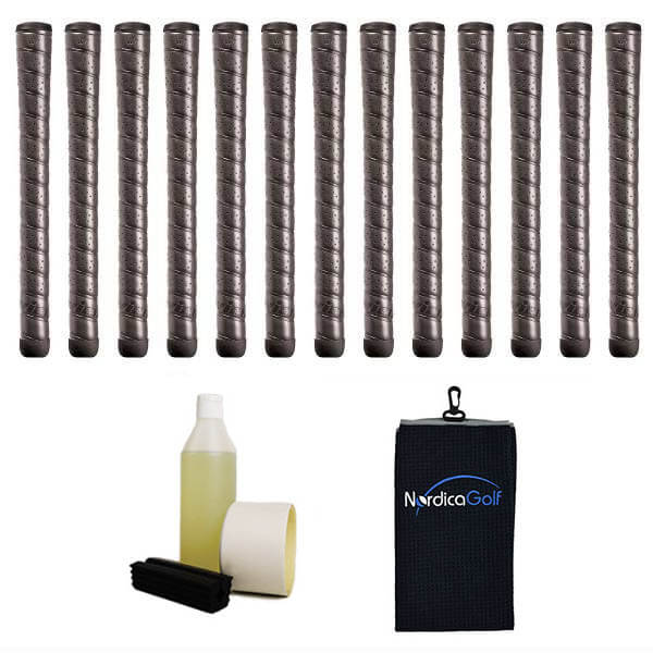 Winn Excel Soft Jumbo Black Grip kit - 13 grips, clamp, solvent, tape, towel